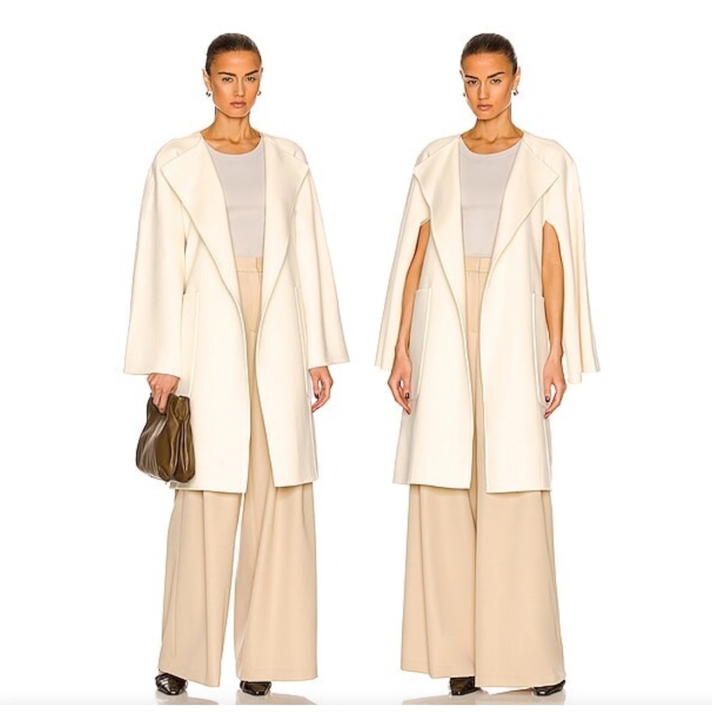 TOTEME Double Wool Cape Coat in bone off white